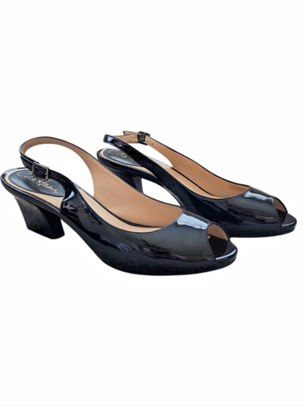 Cole Haan Womens Black Patent ADA Nike Air Slingback Heels NWB Size 7